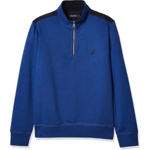NAUTICA mens Solid 1/4 Zip Fleece Sweatshirt(Monaco Blue)