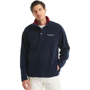 NAUTICA mens Solid 1/4 Zip Fleece Sweatshirt(The French Navy)