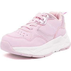 Nautica Girls’ Sneakers, Athletic Walking Shoes for Play and Everyday Wear, Comfortable Casual Toddler and Youth Bungee and Lace-Up(Pink Pearl-janis)