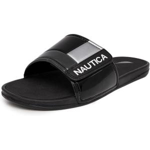 Nautica Men’s Athletic Slide Sandal, Adjustable Straps, Comfort Slip-On(Black/Silver)