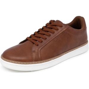 Nautica Men’s Casual Court Fashion Sneakers Classic Low-Top Lace-Up Shoes Comfortable Everyday Walking Style with Durable Outsole and Vegan Leather Upper(Cognac-jalad)
