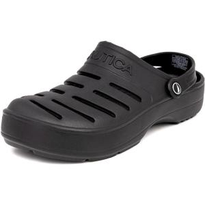 Nautica Men’s Clogs – Athletic Sports Sandal – Slip-On with Adjustable Back Strap – (Water Shoes/Fuzzy Slippers) River Edge(Black River Edge)