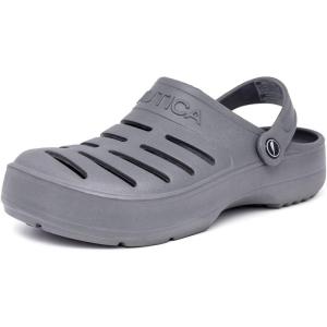 Nautica Men’s Clogs – Athletic Sports Sandal – Slip-On with Adjustable Back Strap – (Water Shoes/Fuzzy Slippers) River Edge(Grey River Edge)