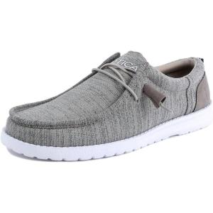 Nautica Men’s Comfort Loafers, Slip-On Boat Shoe, Lightweight Casual Stretch Sneaker-Rushford(Heather Grey)