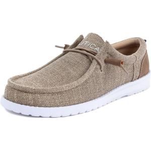 Nautica Men’s Comfort Loafers, Slip-On Boat Shoe, Lightweight Casual Stretch Sneaker-Rushford(Sand Brown)