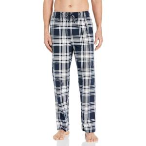 Nautica Men’s Cozy Fleece Knit Sleep Pants(Indigo White Plaid)