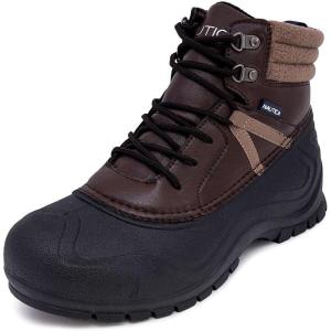 Nautica Men’s Duck Boots Waterproof Shell Insulated Snow and Rain Boot Lace-Up Winter Shoe Channing, Extended Sizes 7–16(Chocolate-toyon Mid)
