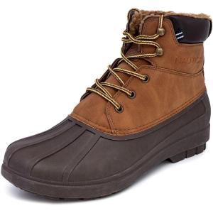 Nautica Men’s Duck Boots Waterproof Shell Insulated Snow and Rain Boot Lace-Up Winter Shoe Channing, Extended Sizes 7–16(Tan Brown X Dazo)