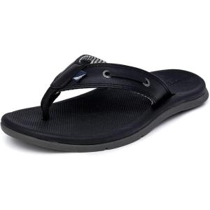 Nautica Men’s Flip Flop, Beach Sandal, Boat Slide, Water Slippers(Black-casted)