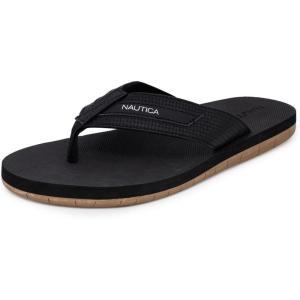 Nautica Men’s Flip Flop, Beach Sandal, Boat Slide, Water Slippers(Black-woven)