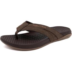 Nautica Men’s Flip Flop, Beach Sandal, Boat Slide, Water Slippers(Chocolate-danix)