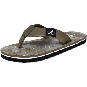 Nautica Men’s Flip Flop, Beach Sandal, Boat Slide, Water Slippers(Olive Camo-trace)