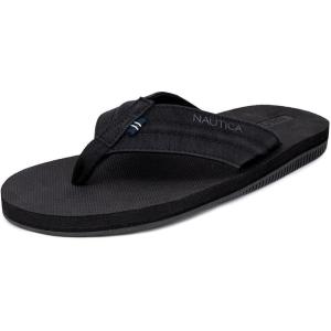 Nautica Men’s Flip Flop, Beach Sandal, Boat Slide, Water Slippers(Streak Black)