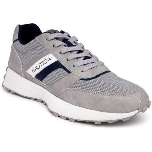 Nautica Men’s Lace-Up Sneakers – Casual, Stylish, and Comfortable for Walking(Grey Navy-outfall 4)