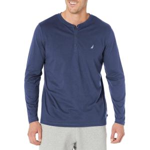 Nautica Men’s Long Sleeve Henley Pajama Top(Indigo)