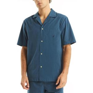 Nautica Men’s Nautica Sustainably Crafted Plaid Camp Sleep Shirt(Ensign Blue)