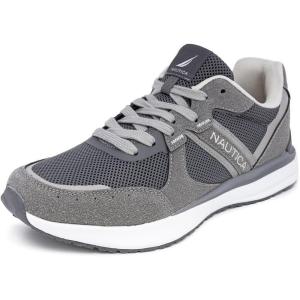 Nautica Mens Running Sneakers Sport Fashion Lace-Up Athletic Soft Shoes for Gym Tennis Men – Cushioned, Breathable, Lightweight & Comfortable(Charcoal Grey)