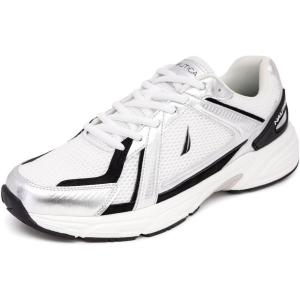 Nautica Mens Running Sneakers Sport Fashion Lace-Up Athletic Soft Shoes for Gym Tennis Men – Cushioned, Breathable, Lightweight & Comfortable(White Metallic)