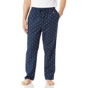 Nautica Men’s Soft Woven 100% Cotton Elastic Waistband Sleep Pajama Pant(Dark Blue)