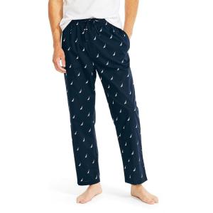 Nautica Men’s Soft Woven 100% Cotton Elastic Waistband Sleep Pajama Pant(Maritime Navy)