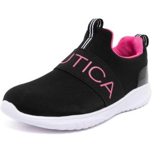 Nautica Youth Girls Slip-On Athletic Sneakers – Stylish Running and Tennis Shoes for Little and Big Kids(Black)