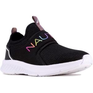 Nautica Youth Girls Slip-On Athletic Sneakers – Stylish Running and Tennis Shoes for Little and Big Kids(Black Glitter Mesh)