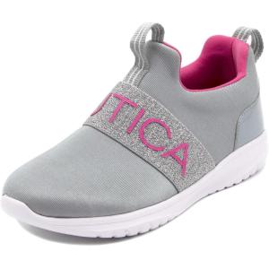 Nautica Youth Girls Slip-On Athletic Sneakers – Stylish Running and Tennis Shoes for Little and Big Kids(Grey)