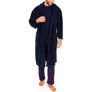 Nautica tweed plush hooded robe(Navy)