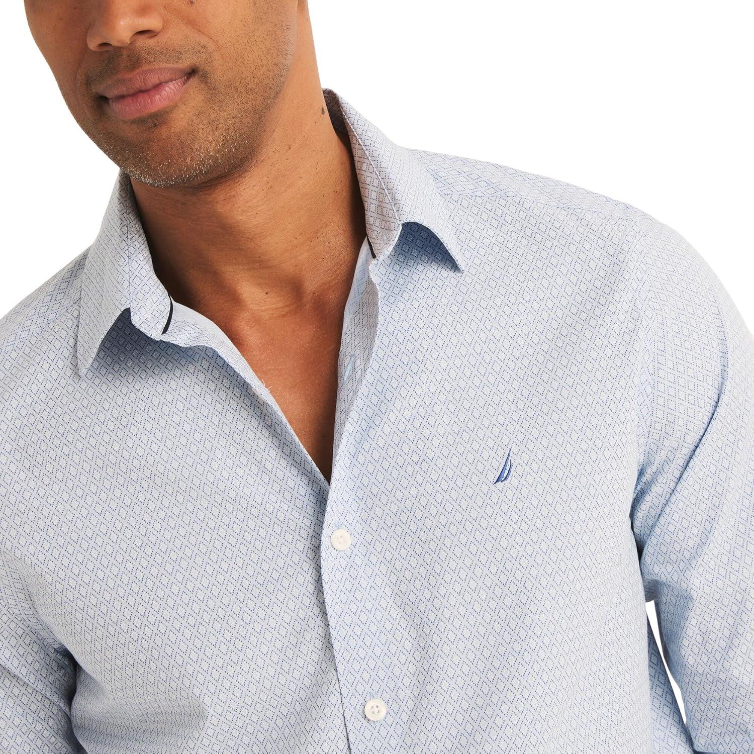 imageNautica Mens Classic Button Down ShirtPrint Crystal Blue