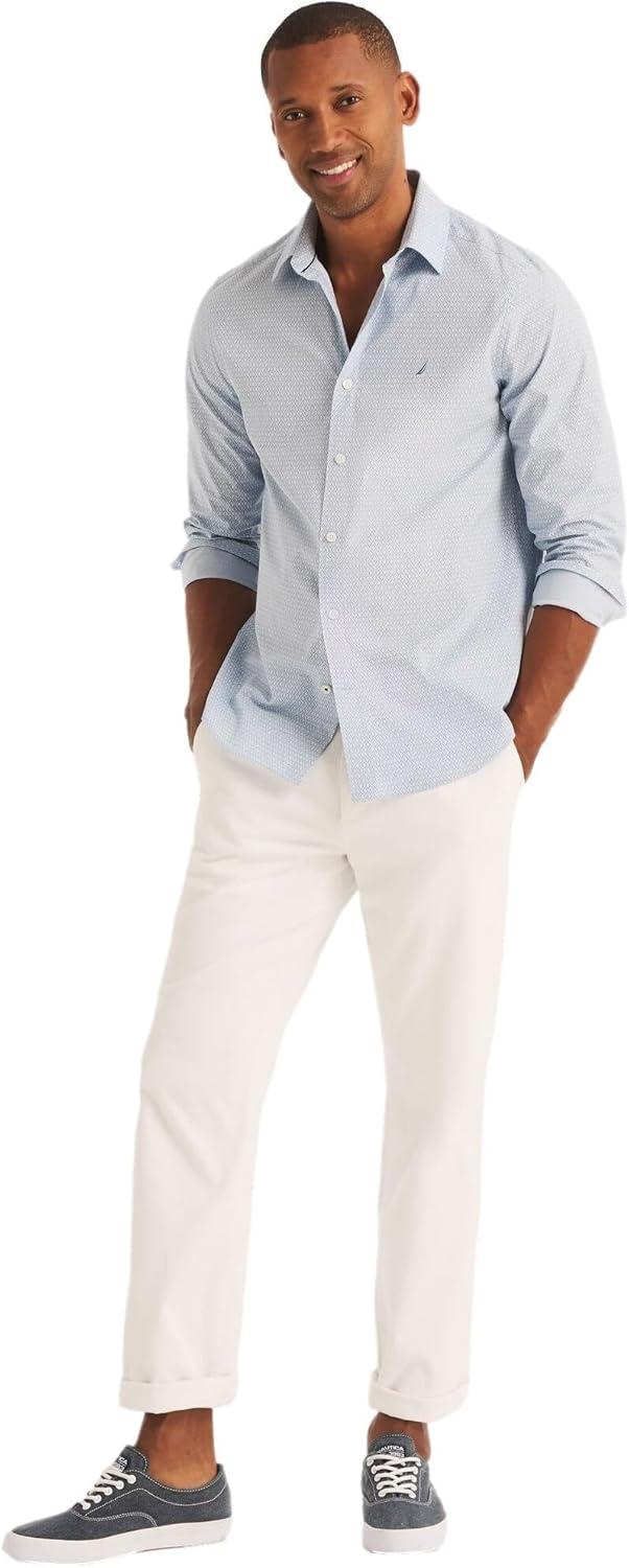 imageNautica Mens Classic Button Down ShirtPrint Crystal Blue