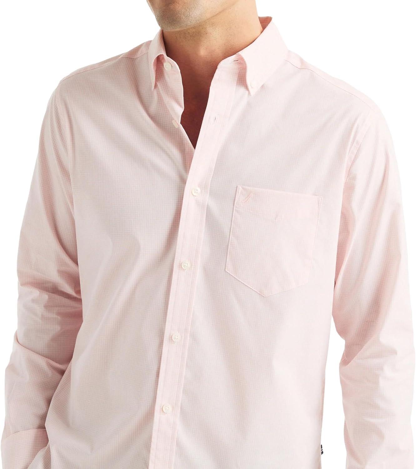 imageNautica Mens Classic Button Down ShirtSmall Checkered Oasis Pink