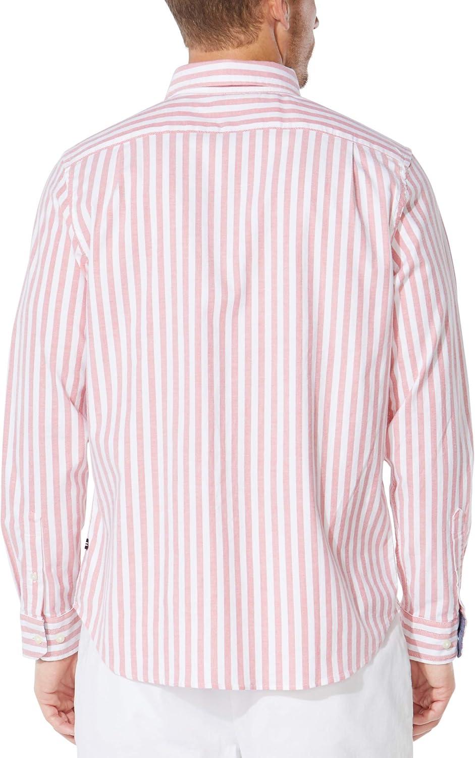 imageNautica Mens Classic Fit Stretch Solid Long Sleeve Button Down ShirtBright Coral