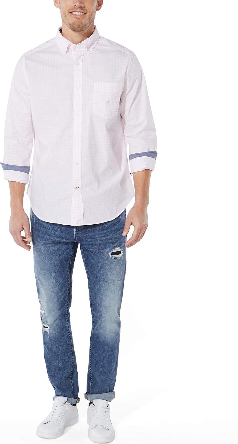 imageNautica Mens Classic Fit Stretch Solid Long Sleeve Button Down ShirtCradle Pink