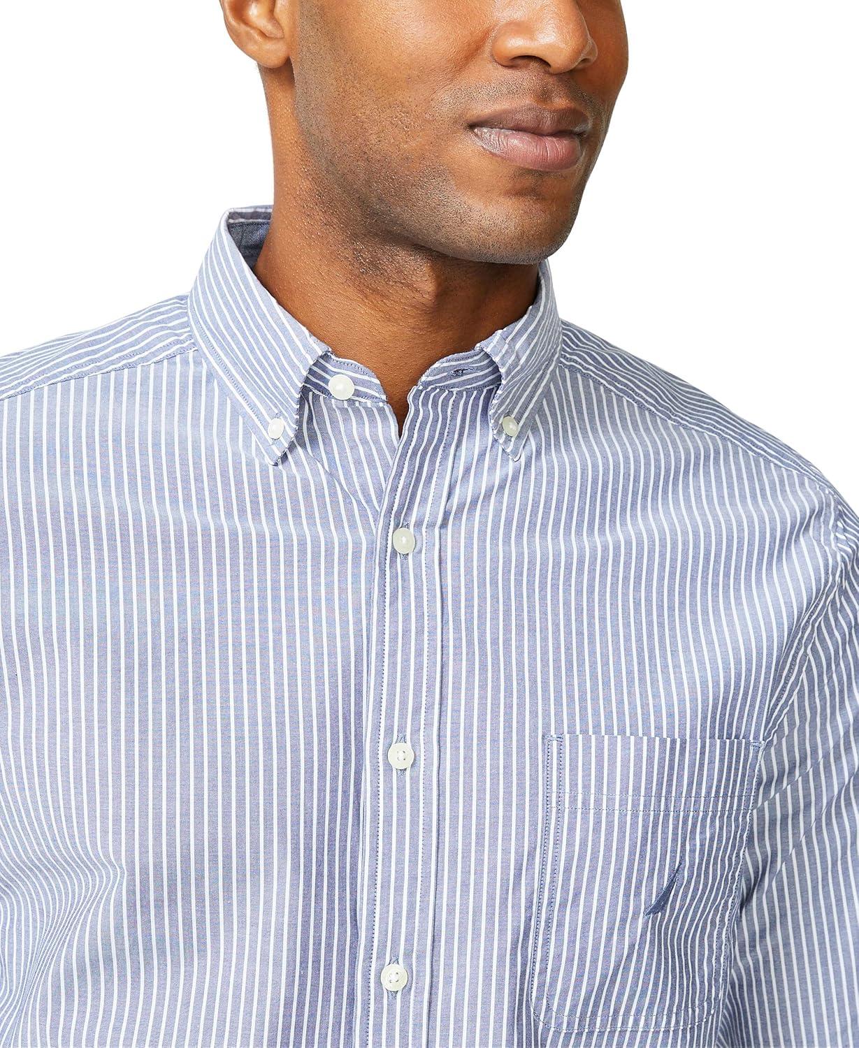 imageNautica Mens Classic Fit Stretch Solid Long Sleeve Button Down ShirtJ Navy