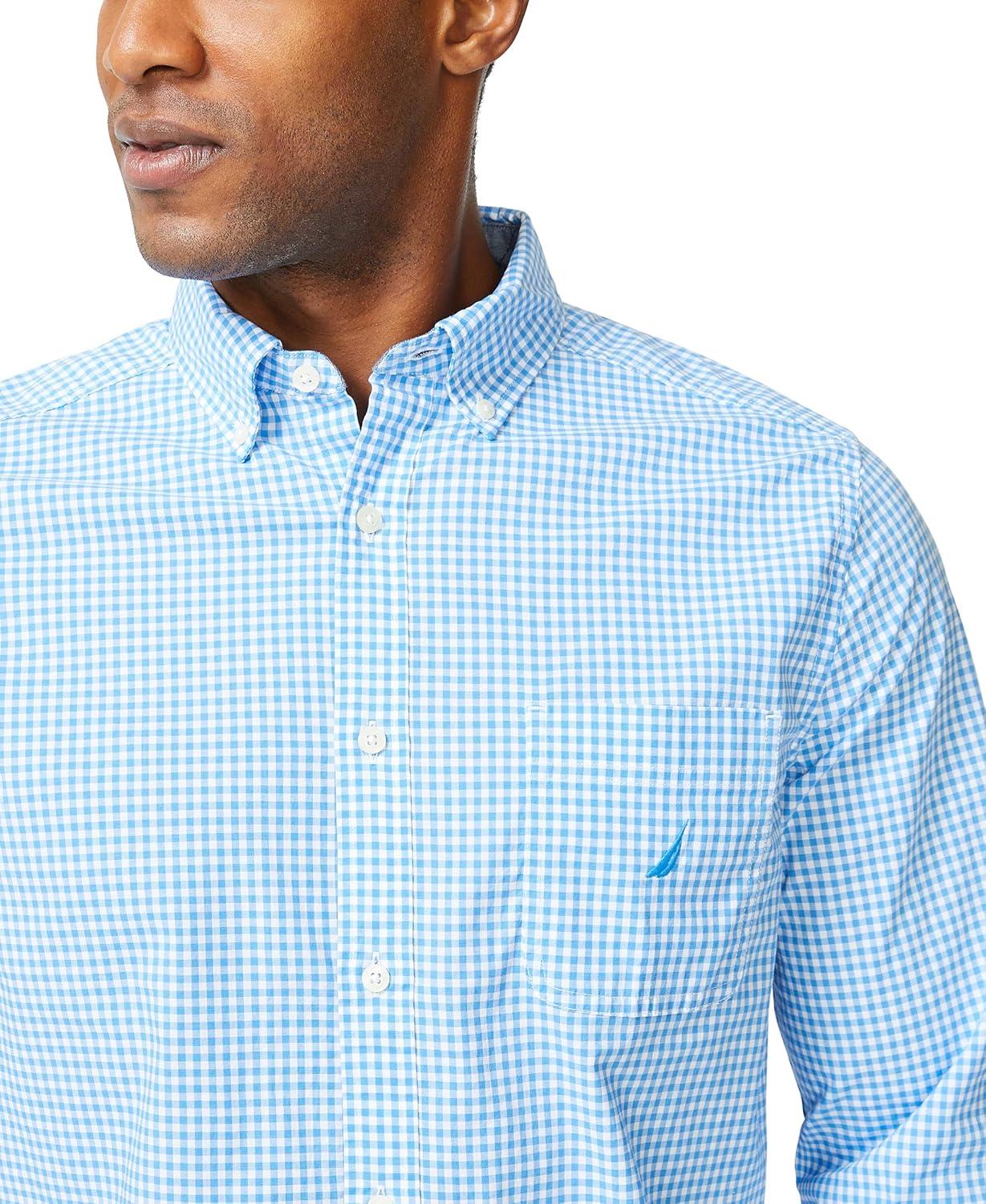 imageNautica Mens Classic Fit Stretch Solid Long Sleeve Button Down ShirtLight French Blue
