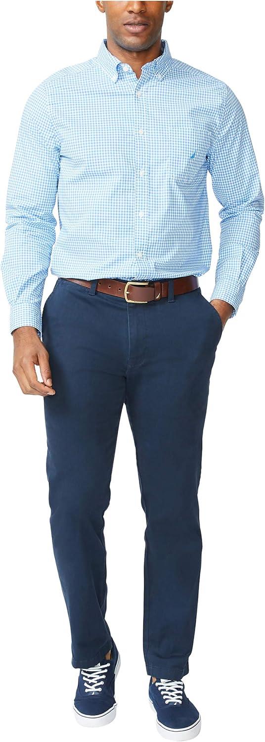 imageNautica Mens Classic Fit Stretch Solid Long Sleeve Button Down ShirtLight French Blue
