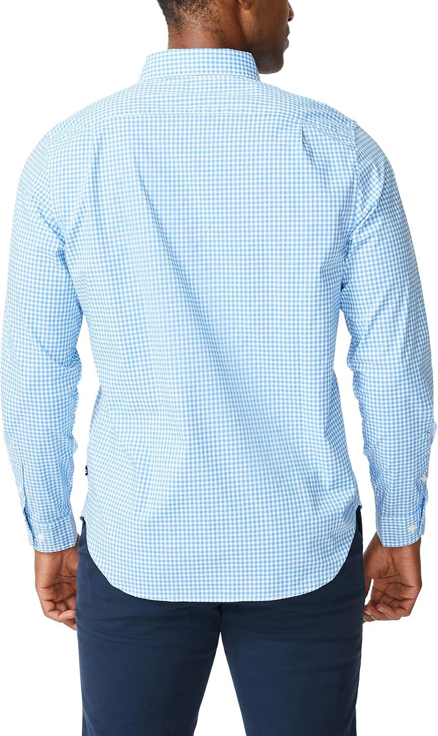 imageNautica Mens Classic Fit Stretch Solid Long Sleeve Button Down ShirtLight French Blue