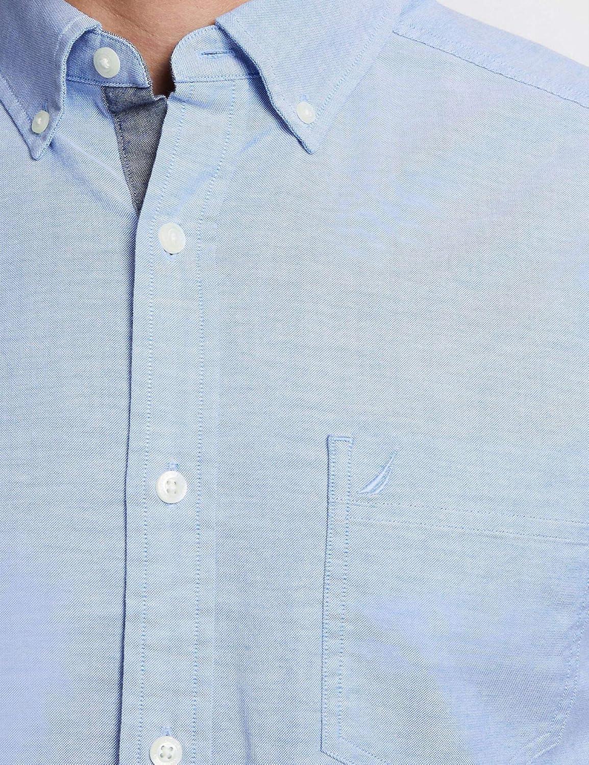imageNautica Mens Classic Fit Stretch Solid Long Sleeve Button Down ShirtLight French Blue W83603