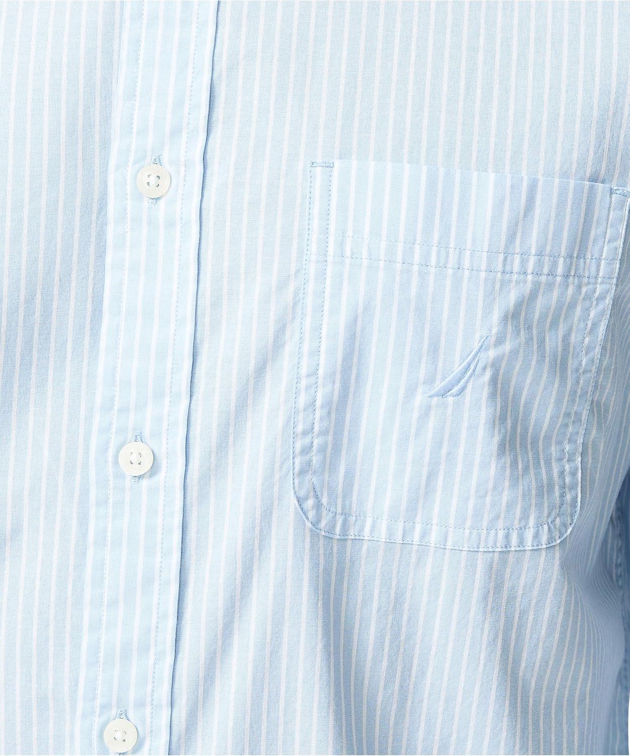 imageNautica Mens Classic Fit Stretch Solid Long Sleeve Button Down ShirtLight Haze