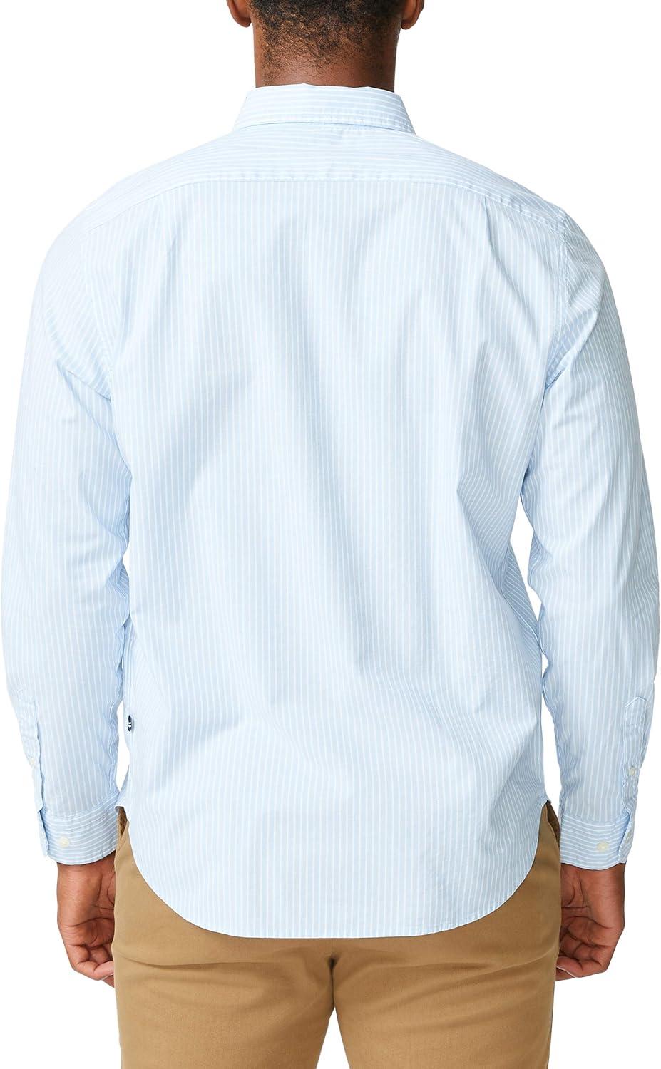 imageNautica Mens Classic Fit Stretch Solid Long Sleeve Button Down ShirtLight Haze