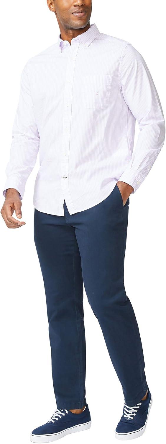 imageNautica Mens Classic Fit Stretch Solid Long Sleeve Button Down ShirtLilac