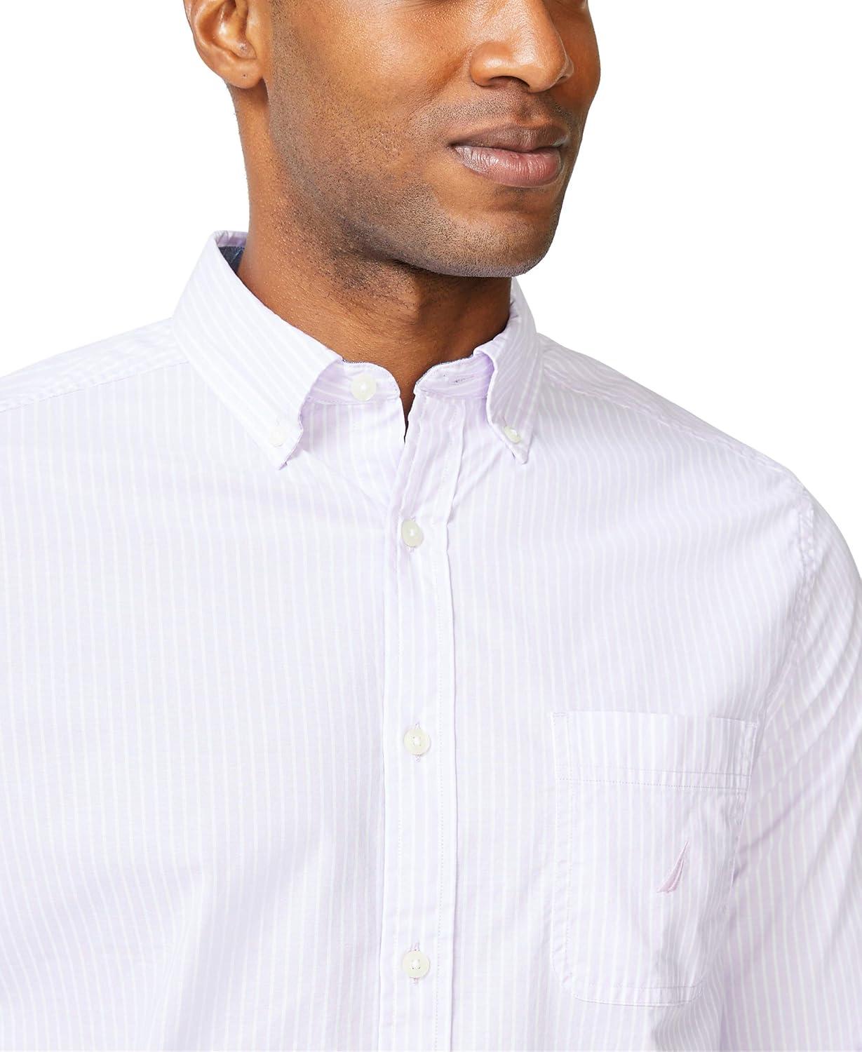imageNautica Mens Classic Fit Stretch Solid Long Sleeve Button Down ShirtLilac