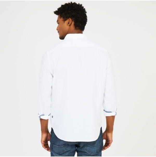 imageNautica Mens Classic Fit Stretch Solid Long Sleeve Button Down ShirtMarshmallow