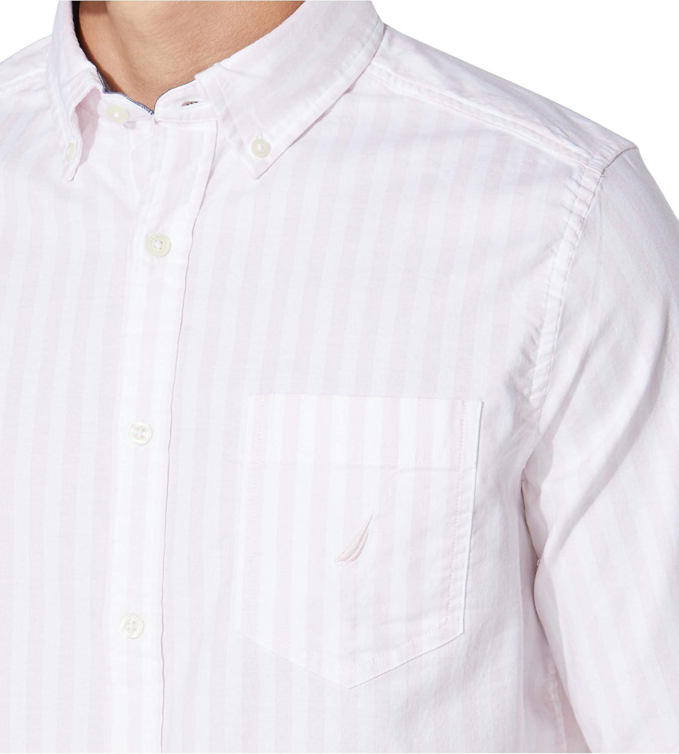 imageNautica Mens Classic Fit Stretch Solid Long Sleeve Button Down ShirtPink