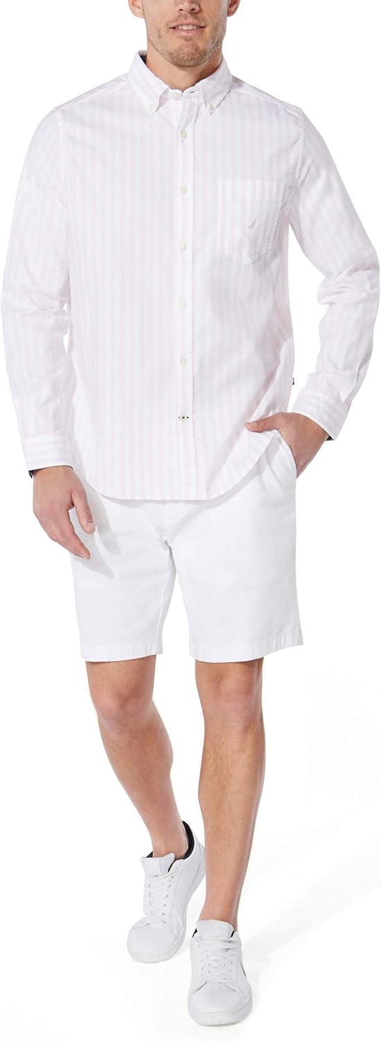 imageNautica Mens Classic Fit Stretch Solid Long Sleeve Button Down ShirtPink