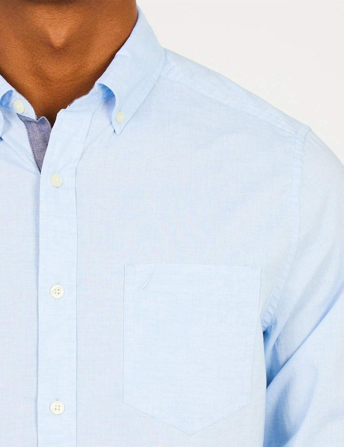 imageNautica Mens Classic Fit Stretch Solid Long Sleeve Button Down ShirtPowder Blue