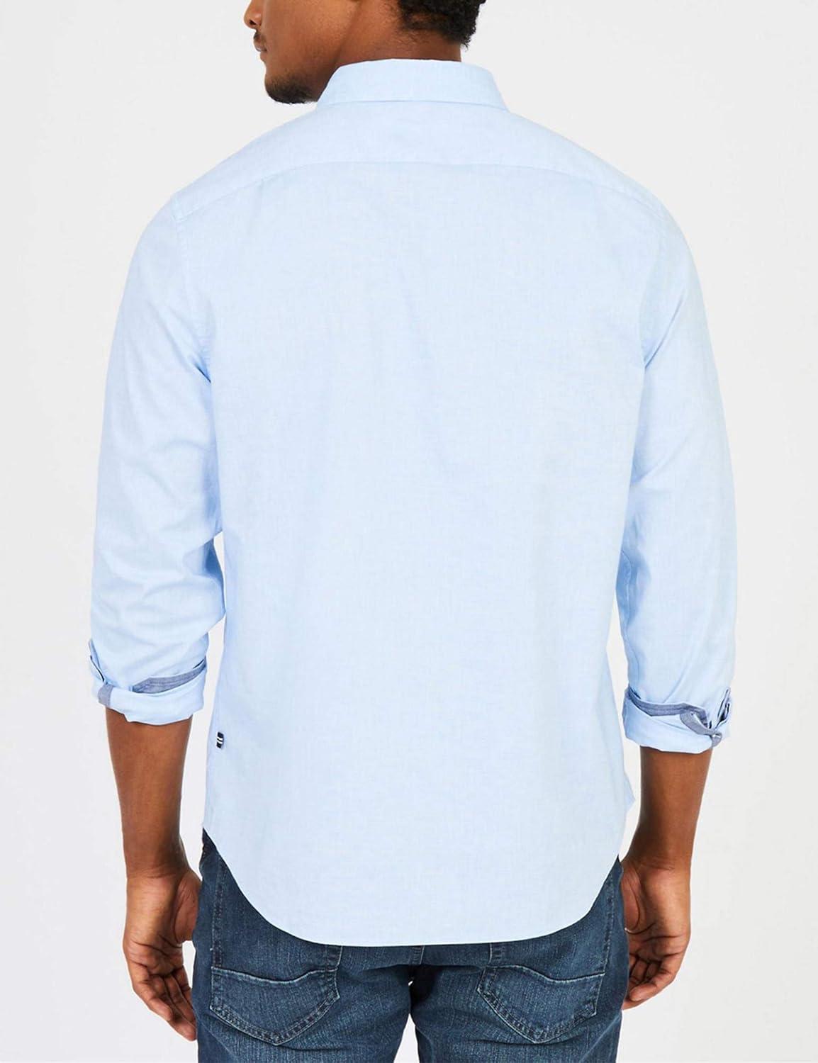 imageNautica Mens Classic Fit Stretch Solid Long Sleeve Button Down ShirtPowder Blue