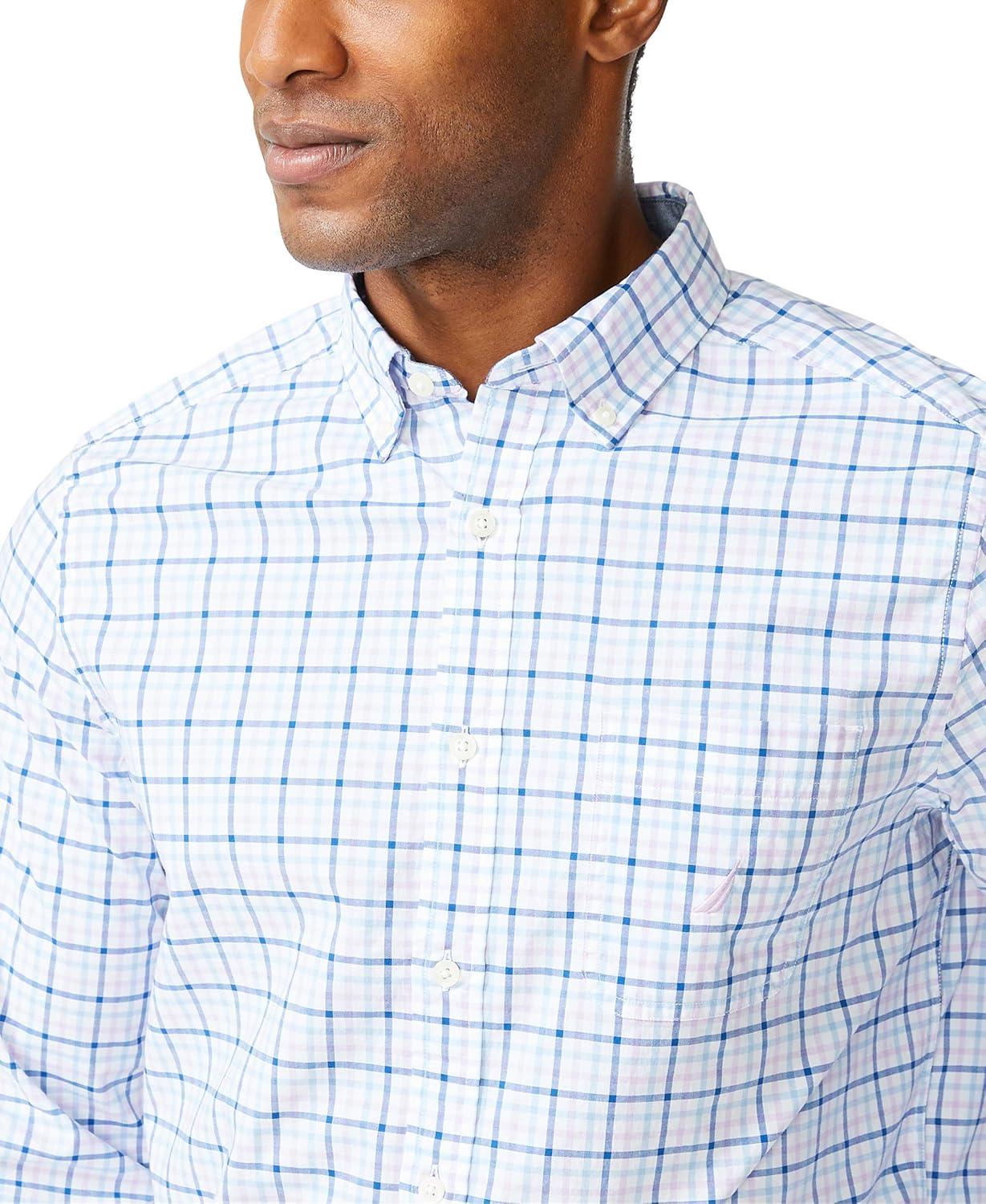 imageNautica Mens Classic Fit Stretch Solid Long Sleeve Button Down ShirtPurple