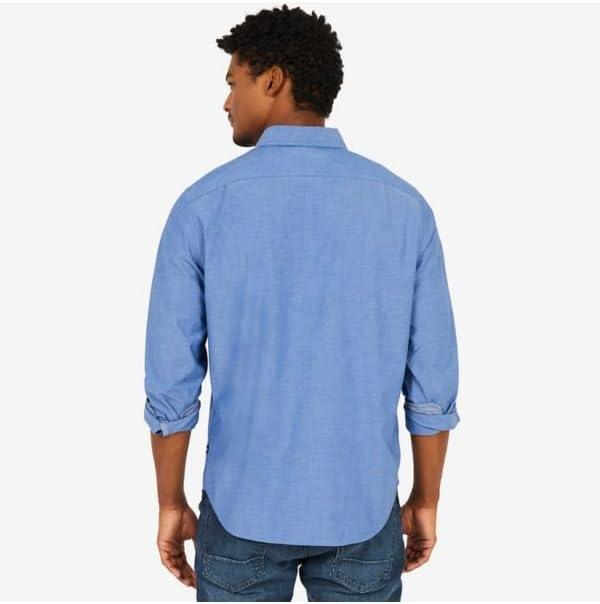 imageNautica Mens Classic Fit Stretch Solid Long Sleeve Button Down ShirtRivieria Blue