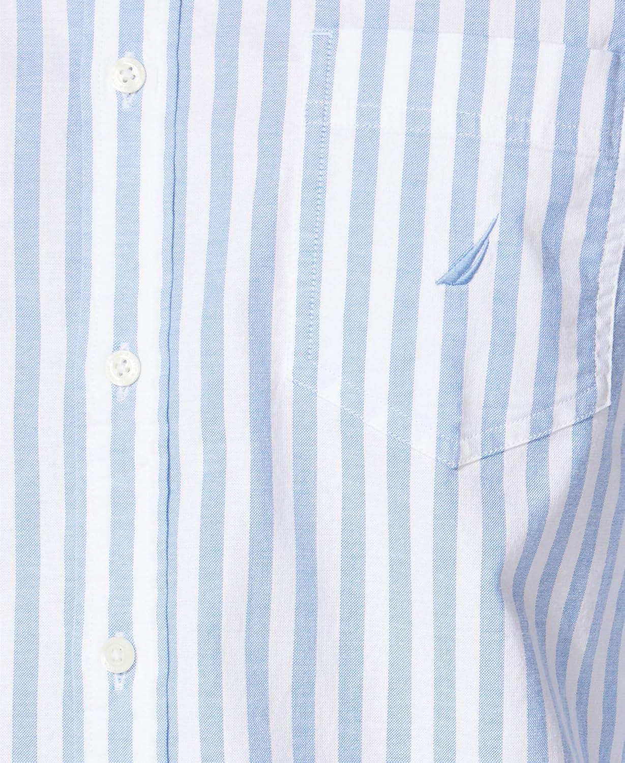 imageNautica Mens Classic Fit Stretch Solid Long Sleeve Button Down ShirtSky Blue